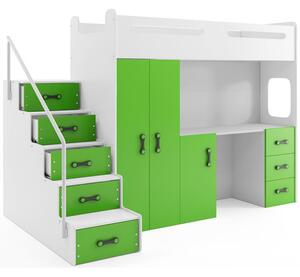 Detská poschodová posteľ MAX IV 80x200 cm - biela Zelená