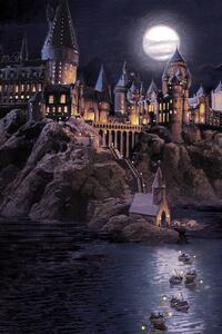 Umelecká tlač Harry Potter - Hogwarts full moon, (26.7 x 40 cm)