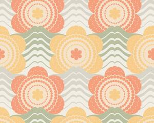 A.S. Création | Vliesová tapeta na stenu Retro Chic 39539-4 | 0,53 x 8,5 m | krémová, žltá, oranžová, zelená, viacfarebná
