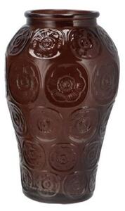 Čokoládově hnědá skleněná váza s reliéfem květin Delight - Ø 15*25 cm - daan kromhout