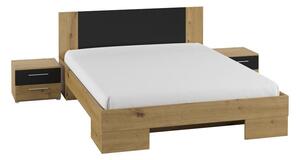 Manželská posteľ 180 cm Verwood Typ 52 (s nočnými stolíkmi) (dub artisan + dub čierny). Vlastná spoľahlivá doprava až k Vám domov. 1030068