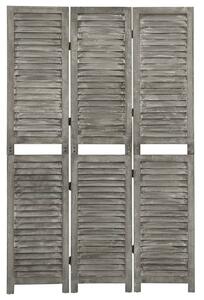 3-panelový paraván sivý 106,5x166 cm masívne drevo