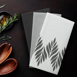 AmeliaHome Súprava kuchynských uterákov Letty Leaves - 3 ks sivá