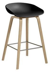 HAY Barová stolička AAS 32 Low Lacquered Oak Veneer, black