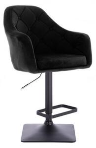 LuxuryForm Barová stolička ANDORA VELUR na čierne podstave - čierna