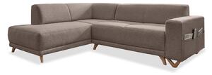 Hnedá rozkladacia/s úložným priestorom rohová pohovka (ľavý roh/do L) Classy Sophie – Miuform