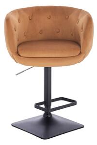 LuxuryForm Barová stolička MONTANA VELUR na čierne podstave - hnedá