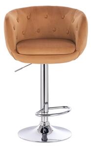 LuxuryForm Barová stolička MONTANA VELUR na striebornom tanieri - hnedá