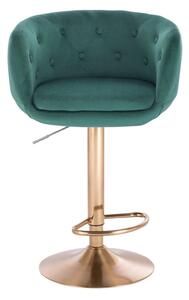 LuxuryForm Barová stolička MONTANA VELUR na zlatom tanieri - zelená