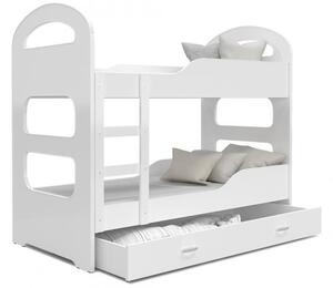 Detská poschodová posteľ DOMINIK 160x80 BIELA-BIELA
