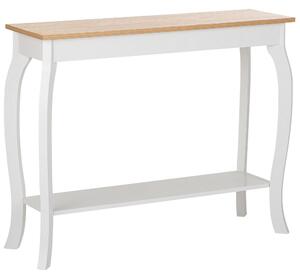 Konzolový stôl biely s hnedou doskou stola 30 x 100 cm MDF farebný obdĺžnikový moderný