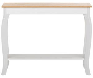 Konzolový stôl biely s hnedou doskou stola 30 x 100 cm MDF farebný obdĺžnikový moderný