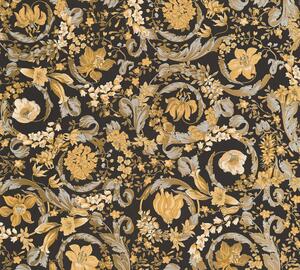 A.S. Création | Vliesová tapeta na stenu VERSACE 38706-5 | 0,70 x 10,05 m | čierna, krémová, žltá