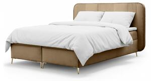 Čalúnená boxspring manželská posteľ s matracom Fandy 140x200 - svetlohnedá