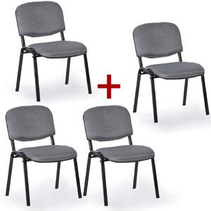 Konferenčná stolička VIVA PLUS 3+1 ZADARMO - čierne nohy, sivá
