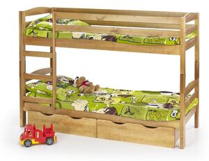 Halmar Poschodová posteľ SAM s matracmi a roštmi borovice prírodná 90x200