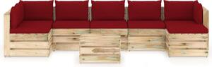 8-dielna sedacia súprava+podložky, zelená, impregnované drevo