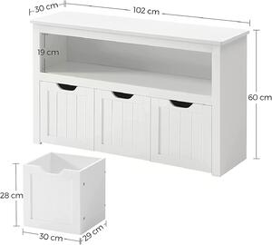 VASAGLE Úložná lavica - biela - 102x30x60 cm