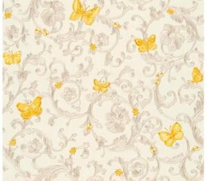 A.S. Création | Vliesová tapeta na stenu Versace 34325-3 | 0,70 x 10,05 m | metalická, žltá, krémová