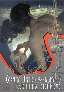 Obrazová reprodukcia Cesare Urtis & Co, Torino - Forniture Elettriche', poster, Italian, 1900, Hohenstein, Adolfo