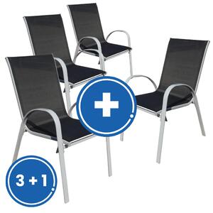 Záhradná stolička Romero 3 + 1 ZADARMO, čierna / sivá