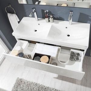 Mereo Aira, kúpeľňová skrinka s umývadlom z liateho mramoru 101 cm, biela, dub, šedá Aira, kúpeľňová skrinka s umývadlom z liateho mramoru 101 cm, bi…