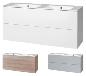 Mereo Aira, kúpeľňová skrinka s keramickým umývadlom 121 cm, biela, dub, šedá Variant: Aira, koupelnová skříňka s keramickým umyvadlem 121 cm, šedá