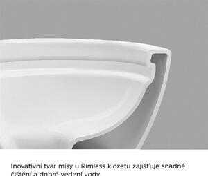Mereo WC závesné kapotované, RIMLESS, 490x340x350, keramické, vr. sedátka