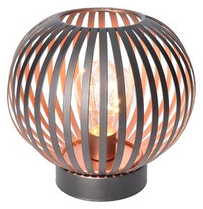 SOLIGHT Kovový okrúhly lampáš so žiarovkou micro LED, teplá biela, medená, 3xAA, 19cm