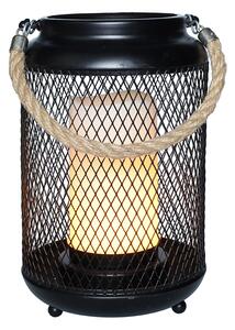SOLIGHT Kovový lampáš s LED sviečkou, teplá biela, 3xAA, čierna, 20cm