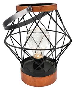 SOLIGHT Kovový lampáš so žiarovkou micro LED, teplá biela, 3xAA, 20cm