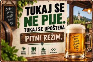Plechová ceduľa Tutaj se ne pije. Tukaj se upošteva Pitni Režim. - Plechová tabuľa