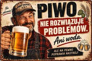 Plechová ceduľa Piwo Nie Rozwiazuje problemów - Plechová tabuľa