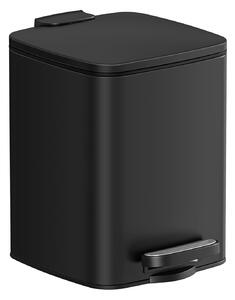 Kúpeľňový kôš, 6L malý odpadkový kôš, pedálový, čierny