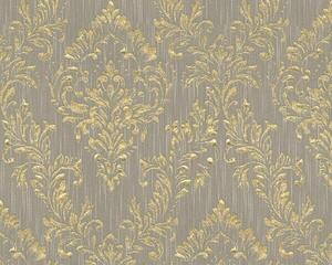 A.S. Création | Vliesová tapeta na stenu Metallic Silk 30659-3 | 0,53 x 10,05 m | šedá, zlatá