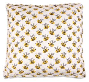 Bavlnený krémový vankúš s výplňou a s motívom lietajúcich včielok 45 x 45 x 10 cm 36875