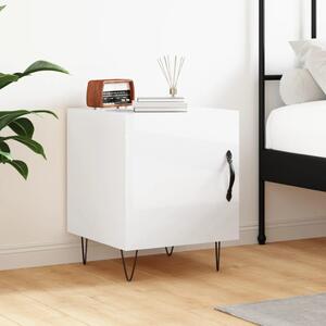 Nočný stolík lesklý biely 40x40x50 cm kompozitné drevo