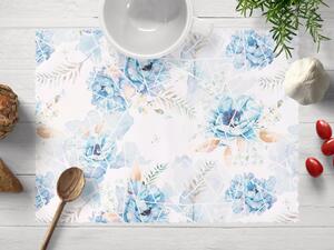 Biante Teflónové prestieranie na stôl TF-087 Modré kvety na geometrickom bielom 35x45 cm
