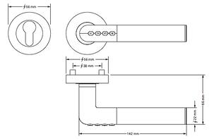 Chytrá kľučka Richter Smart Handle SET H.02/ EN.304.BS, kľučka-kľučka, Otvor na cylindrickú vložku PZ, RICHTER Nerez matný