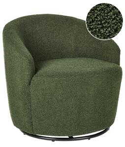 Kreslo zelené buklé látka mäkké čierna otočná základňa o 360° retro glamour art deco štýl