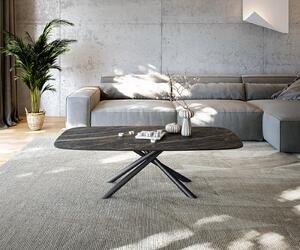 DELIFE Konferenčný stolík Edge zaoblený tvar 140x80 cm keramika Laminam® Noir Desir hnedá Sarity kov čierna