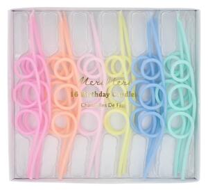 Tortové sviečky Pastel loopy – 16 ks