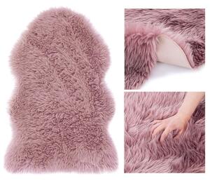 Ružový koberec DOKKA z umelej ovčej kože 60x90 cm