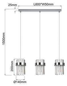 Luster na lanku VETRO 3xE14/10W/230V lesklý chróm