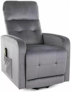 OTUS VELVET II sivé relaxačné polohovacie kreslo