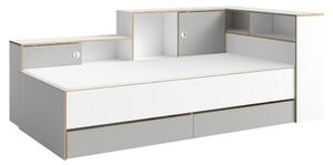 Jednolôžková posteľ s roštom a úložným priestorom Pinio 90x200 cm - biela / sivá