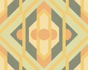 A.S. Création | Vliesová tapeta na stenu Retro Chic 39531-2 | 0,53 x 8,5 m | zelená, žltá, oranžová, okrová