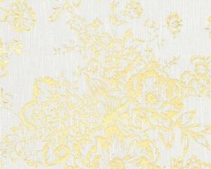 A.S. Création | Vliesová tapeta na stenu Metallic Silk 30657-1 | 0,53 x 10,05 m | biela, zlatá
