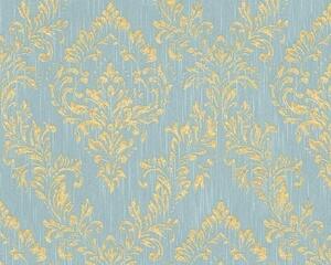 A.S. Création | Vliesová tapeta na stenu Metallic Silk 30659-5 | 0,53 x 10,05 m | modrá, zlatá