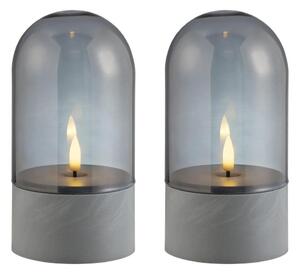 Brilliant - SADA 2x LED sviečka ILLUSION LED/2xAA IP44 sivá/dymová čierna